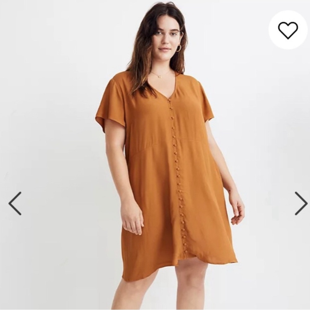 Madewell Orange Brown Flutter Sleeve Mini Dress